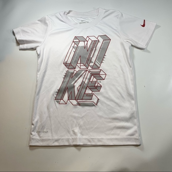 NIKE | Dry Fit White Red Graphic Boys Top XS/S - Picture 2 of 6